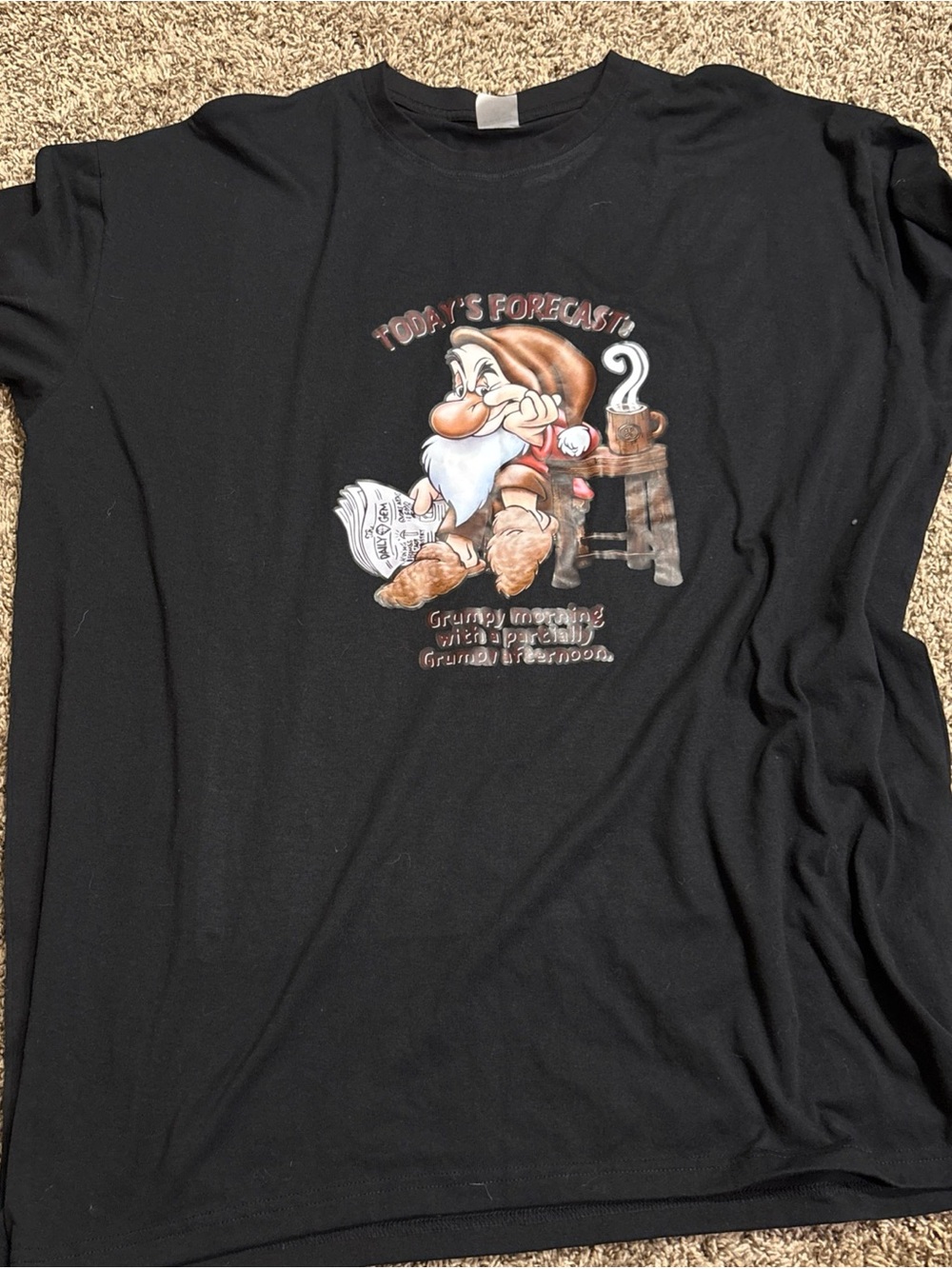Disney Shirt Mens 3XL black Grumpy Snow White today’s forecast Tee Cartoon